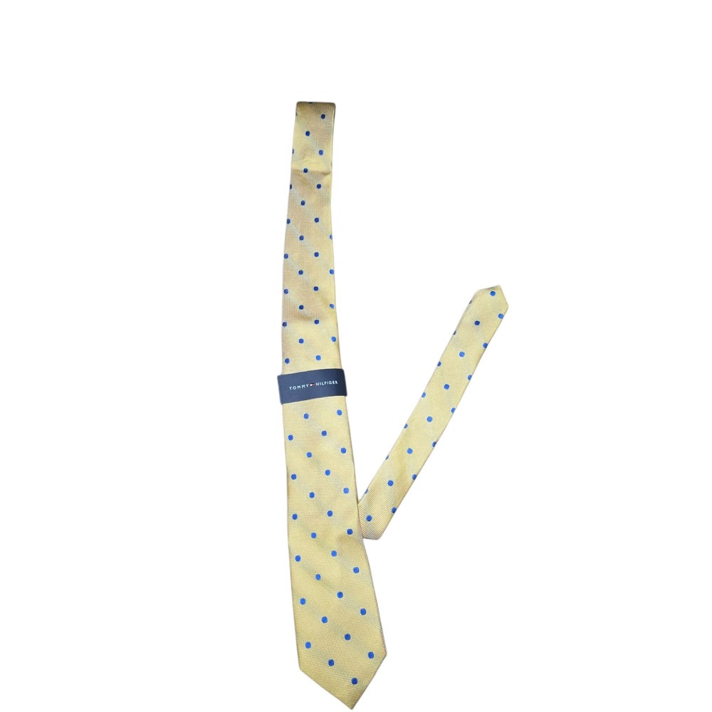 Tommy Hilfiger Necktie Yellow Blue‎ Polka Dot Business Casual Men's